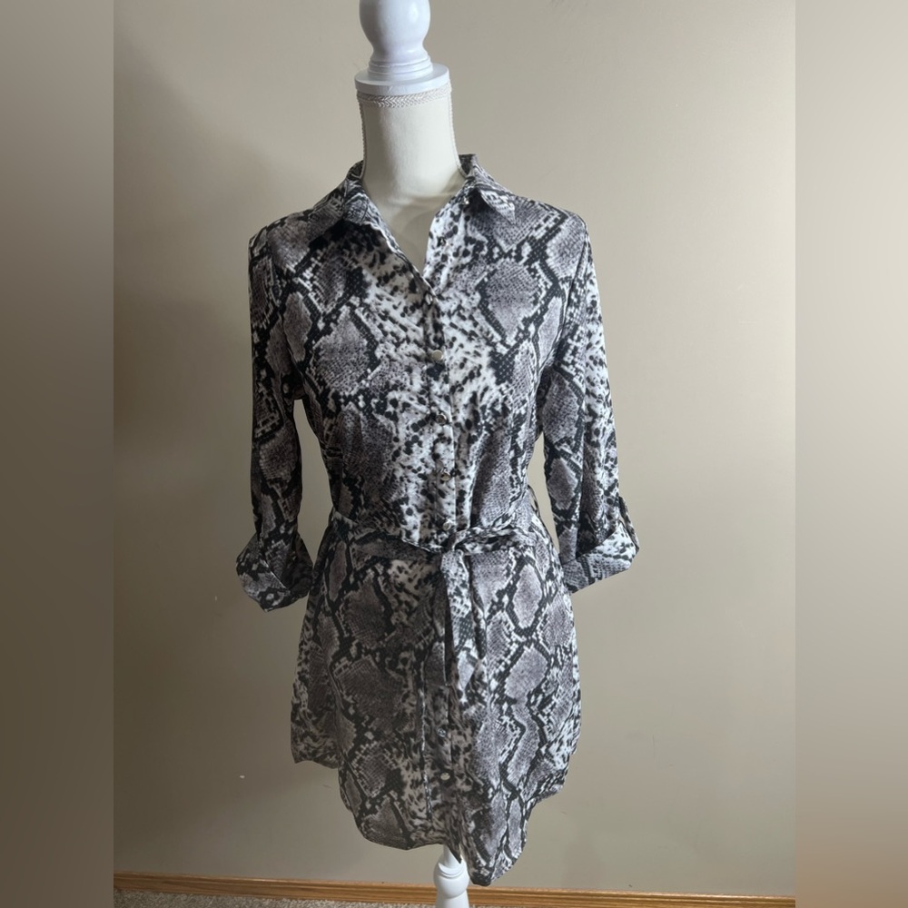 Parisian Size 6 Button Front Snake Print Dress - image 1
